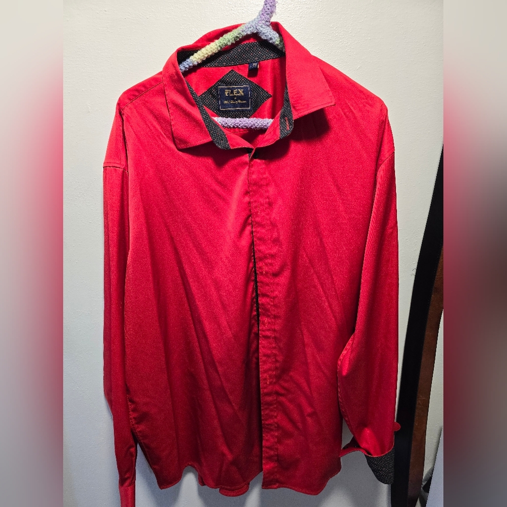 Flex 3xl button down red dress shirt